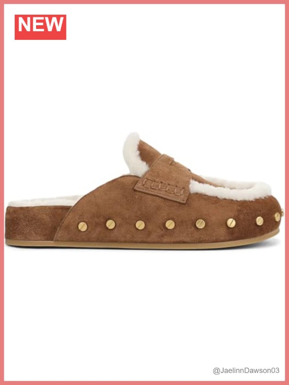 Women's Fur Lined Clogs, Fuzzy Slip On Mule Slippers with Studs, Memory Foam